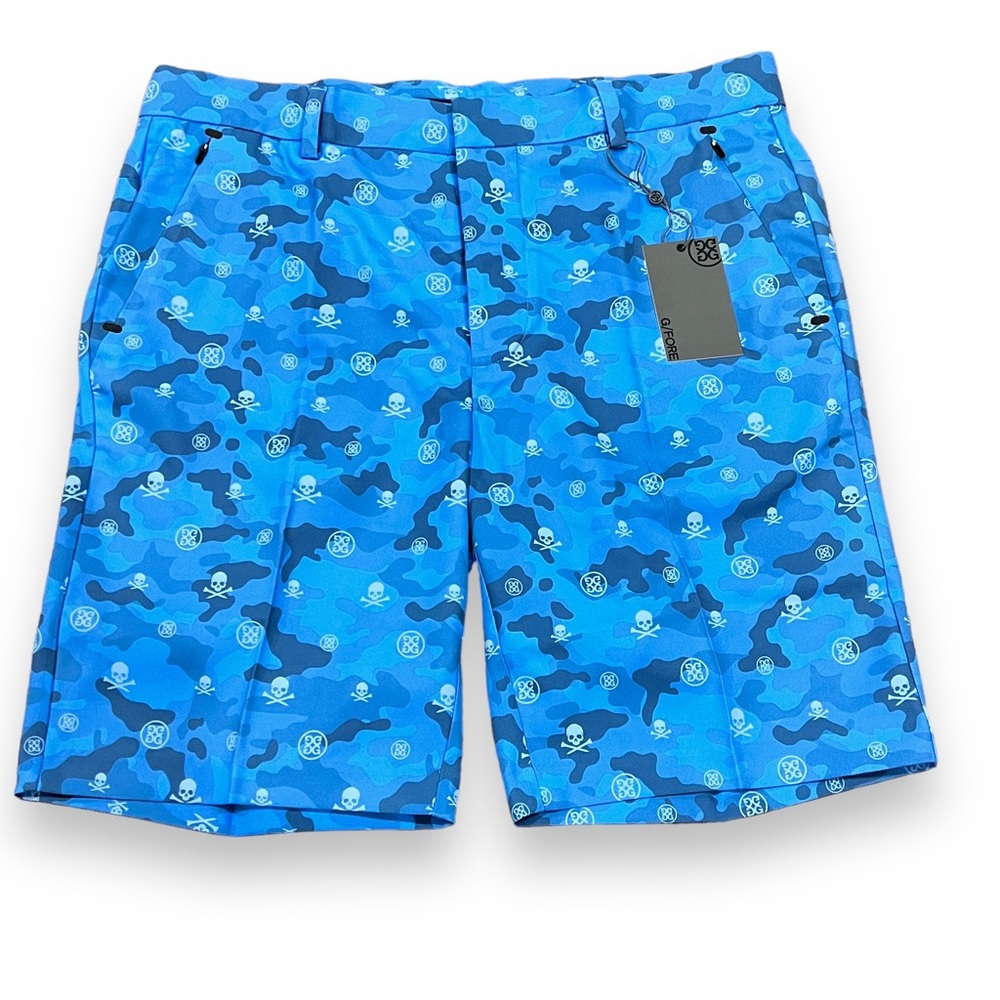 G/Fore G4 Skulls & Tees Blue Camo Men’s Technical Stretch Golf Shorts Sz 36 New